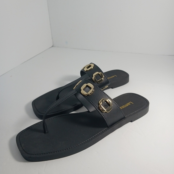 Larrounde Women Shoes Milan S Black Sandals PVC Size 10/11 - Picture 2 of 9